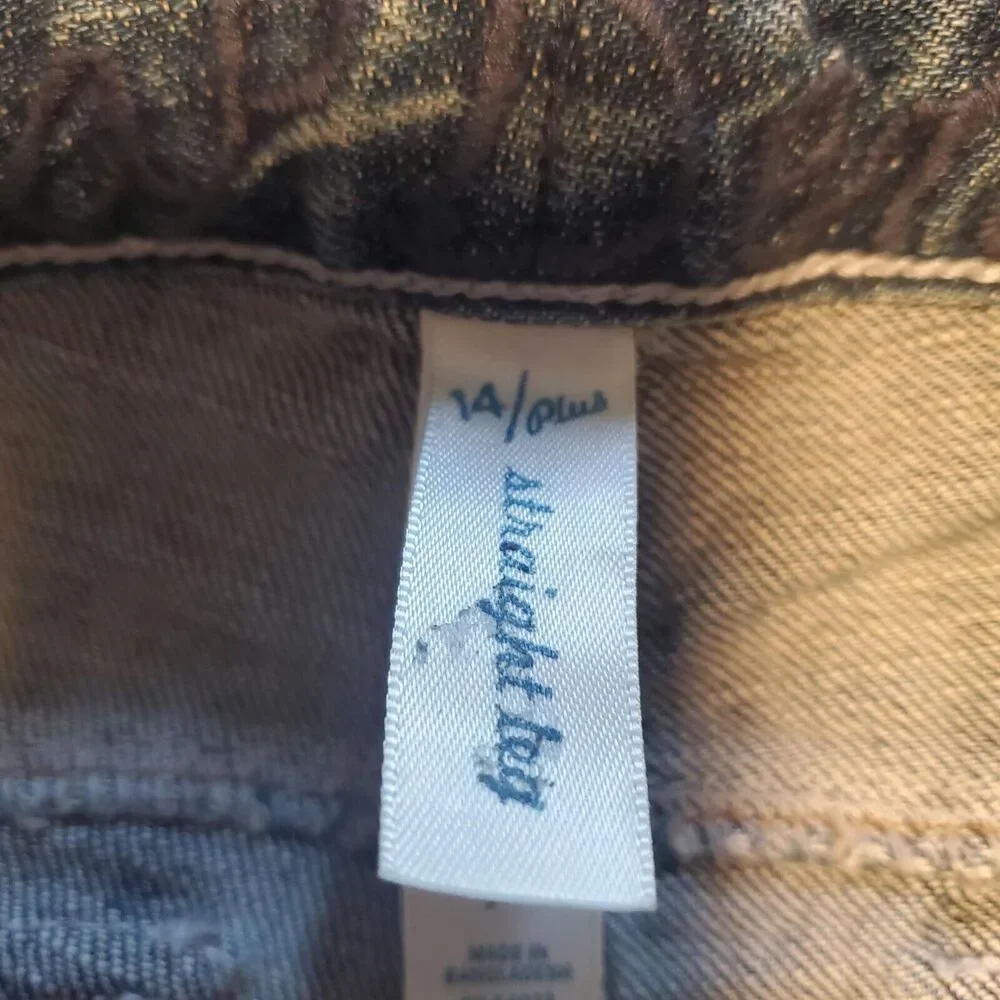 New Gap Girls Size 14 Plus Distressed Straight Slight Flare Jeans Flap Pockets